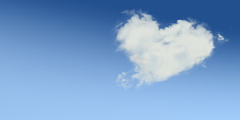 Heart-shaped cloud in blue sky background