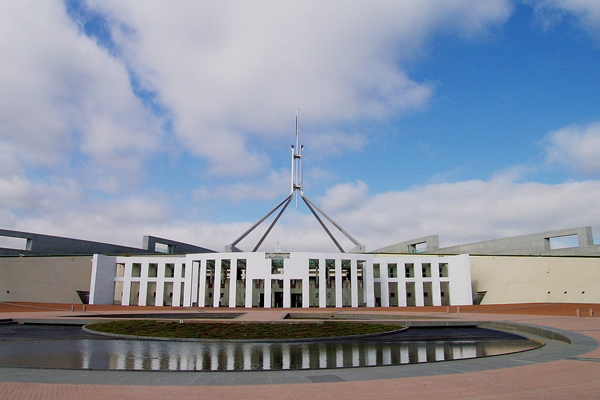 Parliament House Canberra Australia with Reflection Pool