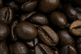 Close-up of roasted coffee beans texture