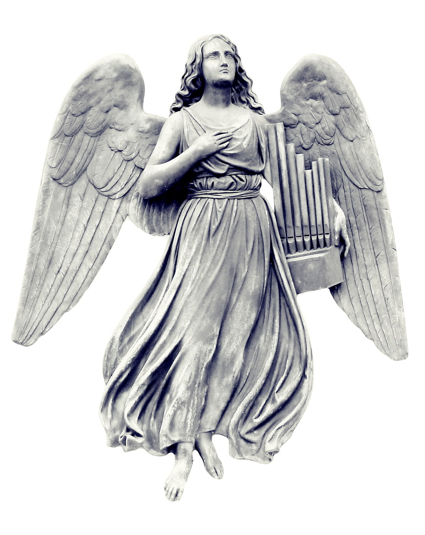 Classical Stone Angel Statue with Pan Flute