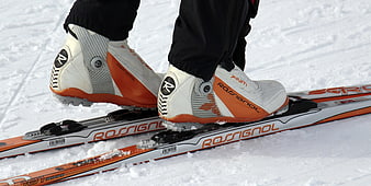 Close-up of Rossignol Cross-Country Ski Boots on Snow