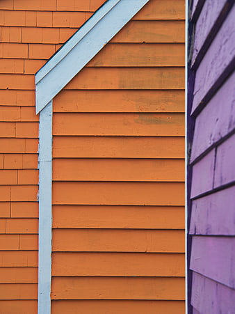 Abstract Colorful House Siding with Orange and Purple Walls