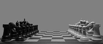 Black and White Chess Pieces on Board with Copyspace