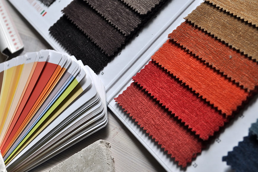 Fabric Swatches and Color Palette for Interior Design