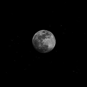 High-Resolution Black and White Moon in Space
