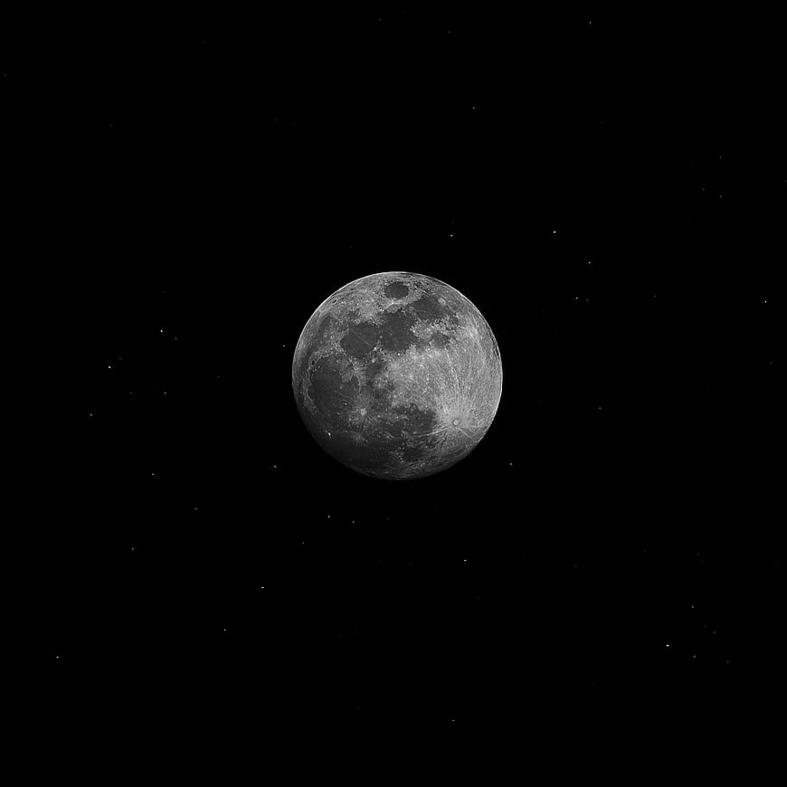 High-Resolution Black and White Moon in Space