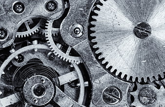 Close-up of vintage mechanical gears and clockwork mechanism
