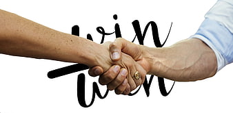 Win Win Handshake Concept With Calligraphy Text On White Background