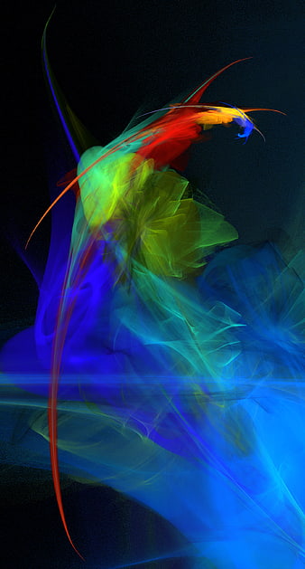 Abstract fractal art resembling a colorful parrot