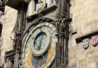 Prague Astronomical Clock Detail on Old Town Hall Tower