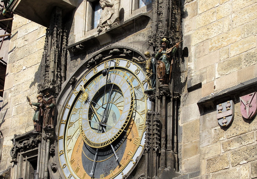 Prague Astronomical Clock Detail on Old Town Hall Tower