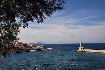 Chania Harbor Lighthouse and Venetian Fortress View