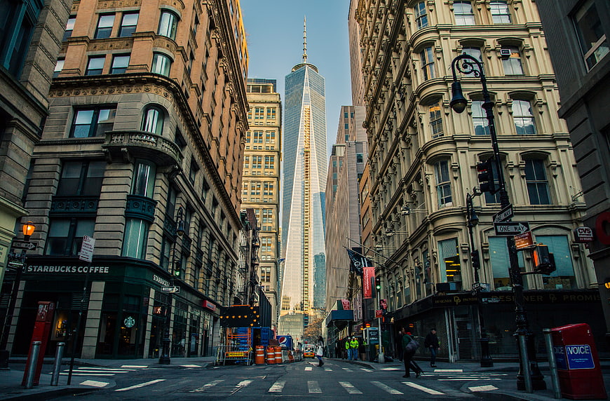 One World Trade Center View from Lower Manhattan Street