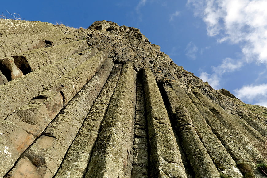 Low angle view of Giant's Causeway basalt columns