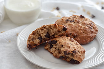 Homemade Banana Oat Chocolate Chip Cookies with Milk