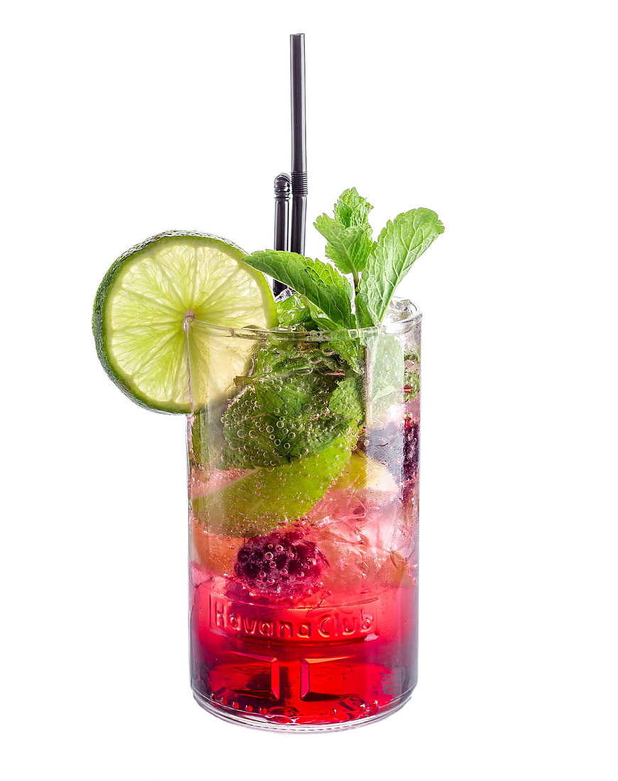 Refreshing Red Mojito Cocktail with Lime and Mint