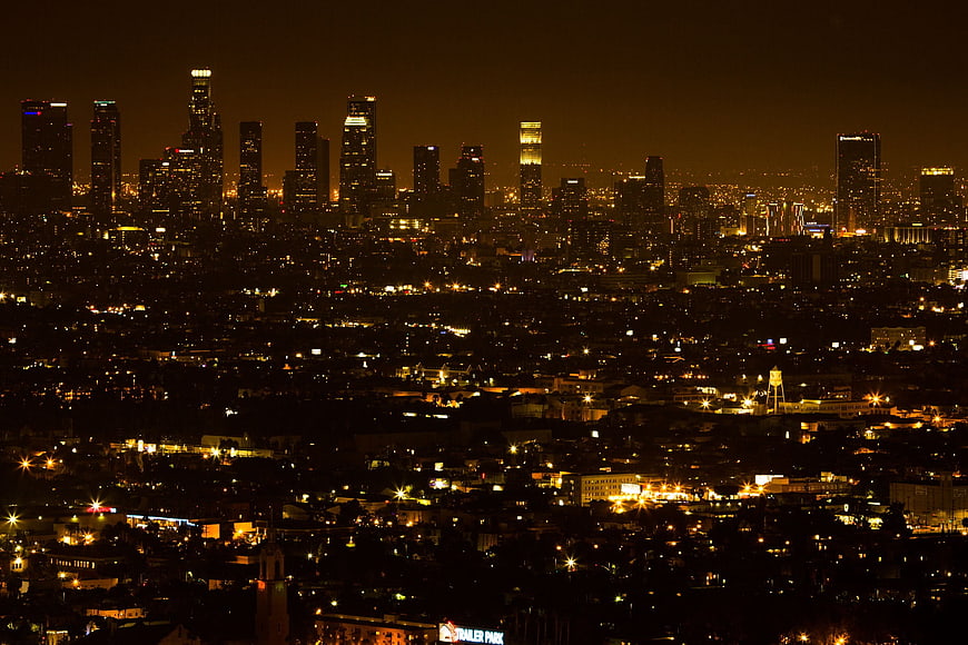 Los Angeles Downtown Skyline Night View