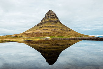 Kirkjufell Mountain Reflection in Iceland Landscape