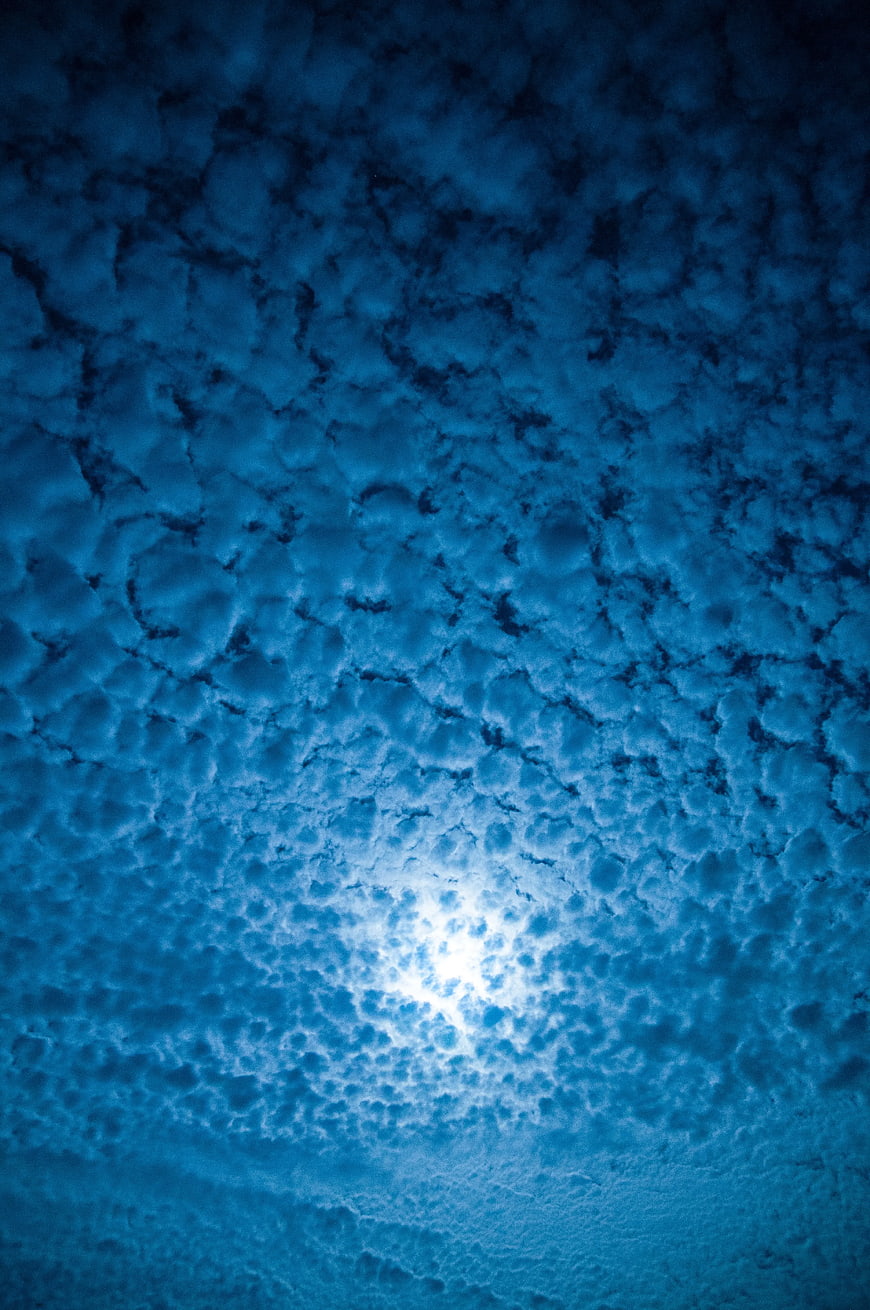 Dramatic Blue Mammatus Clouds with Bright Sunlight