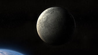 Cinematic Moon and Earth Horizon in Deep Space
