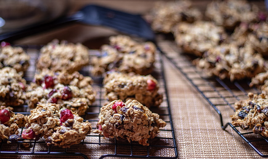 Homemade Oatmeal Cranberry Cookies on Cooling Rack