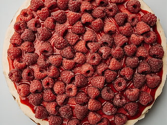 Top View of Fresh Raspberry Cheesecake Dessert