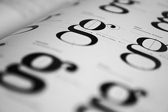Close-up of Typography Specimen Sheet with Letter G
