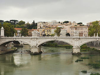 Ponte Vittorio Emanuele II bridge over the Tiber River in Rome