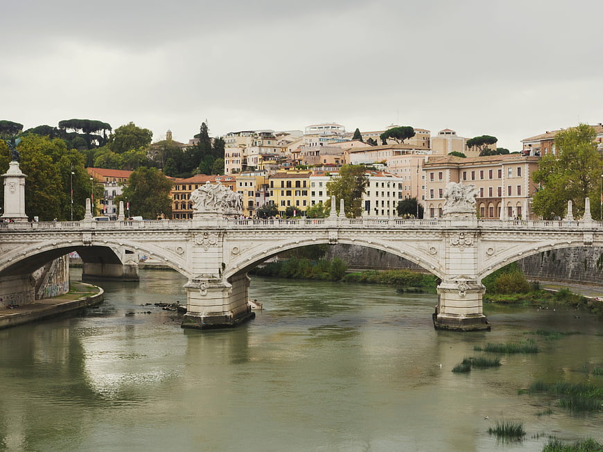 Ponte Vittorio Emanuele II bridge over the Tiber River in Rome