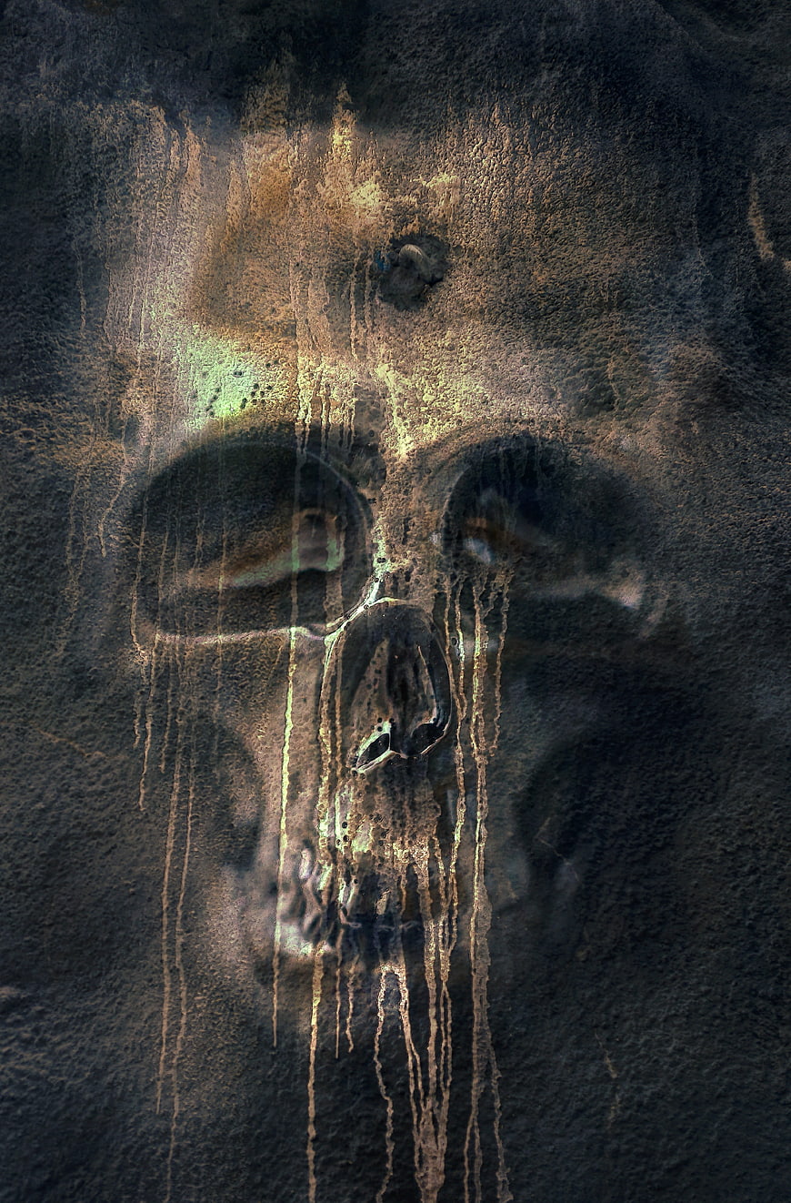 Dark Surreal Skull Texture with Dripping Effects