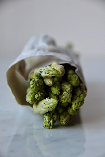 Fresh Green Asparagus Bundle Wrapped in Paper