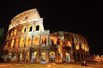 Colosseum in Rome at Night with Warm Illumination