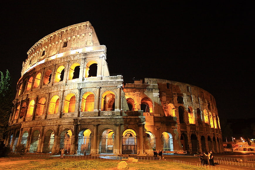 Colosseum in Rome at Night with Warm Illumination