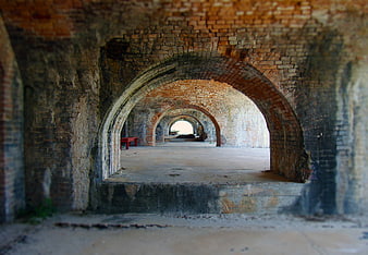 Historic Brick Arches Inside Fort Pickens Ruins