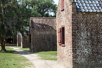 Historic Brick Slave Quarters at Boone Plantation in South Carolina