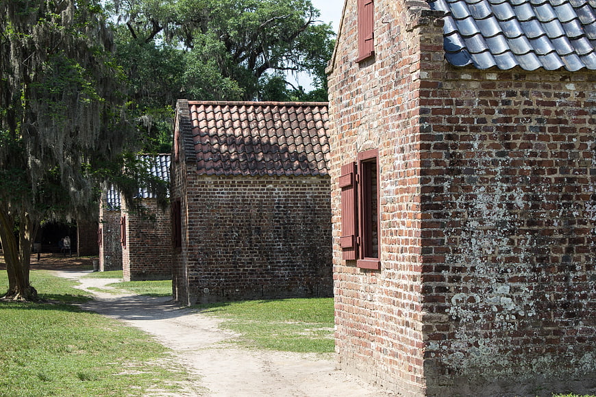 Historic Brick Slave Quarters at Boone Plantation in South Carolina