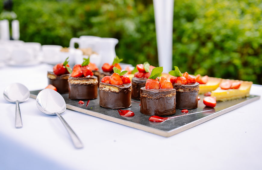 Chocolate Strawberry Desserts on Slate Platter