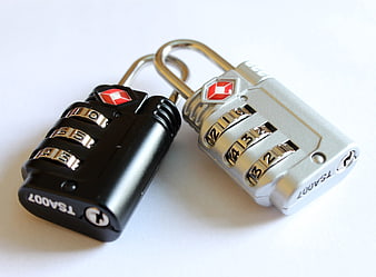 Black and Silver TSA Combination Padlocks on White Background