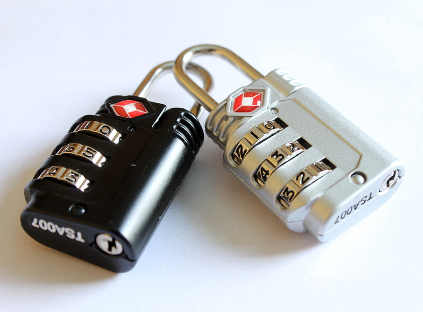 Black and Silver TSA Combination Padlocks on White Background