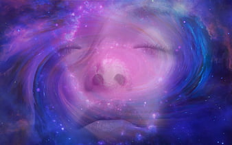 Abstract Cosmic Woman Face Galaxy Art