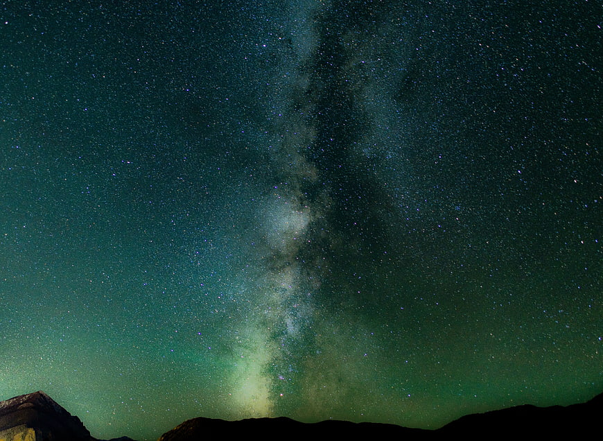 Milky Way Galaxy Over Mountain Silhouette at Night