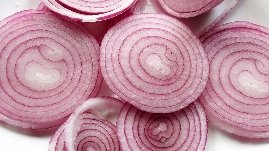 Sliced Red Onions Close Up