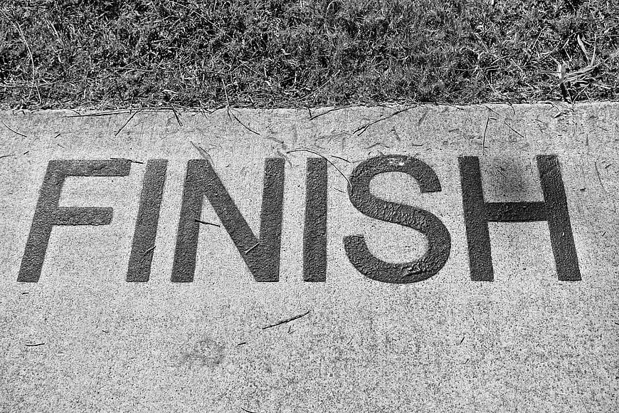 Finish Line Marked on Concrete Path