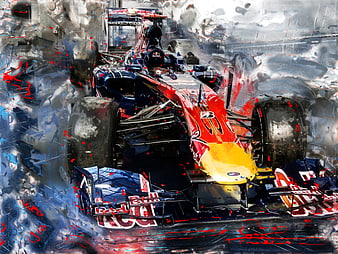 Abstract Artistic Red Bull Formula 1 Racing Car