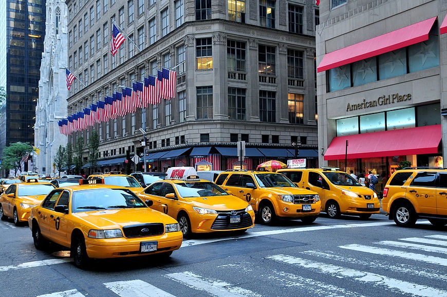Yellow Taxis on Fifth Avenue New York City
