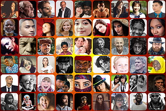 Diverse collage of human faces in a grid layout