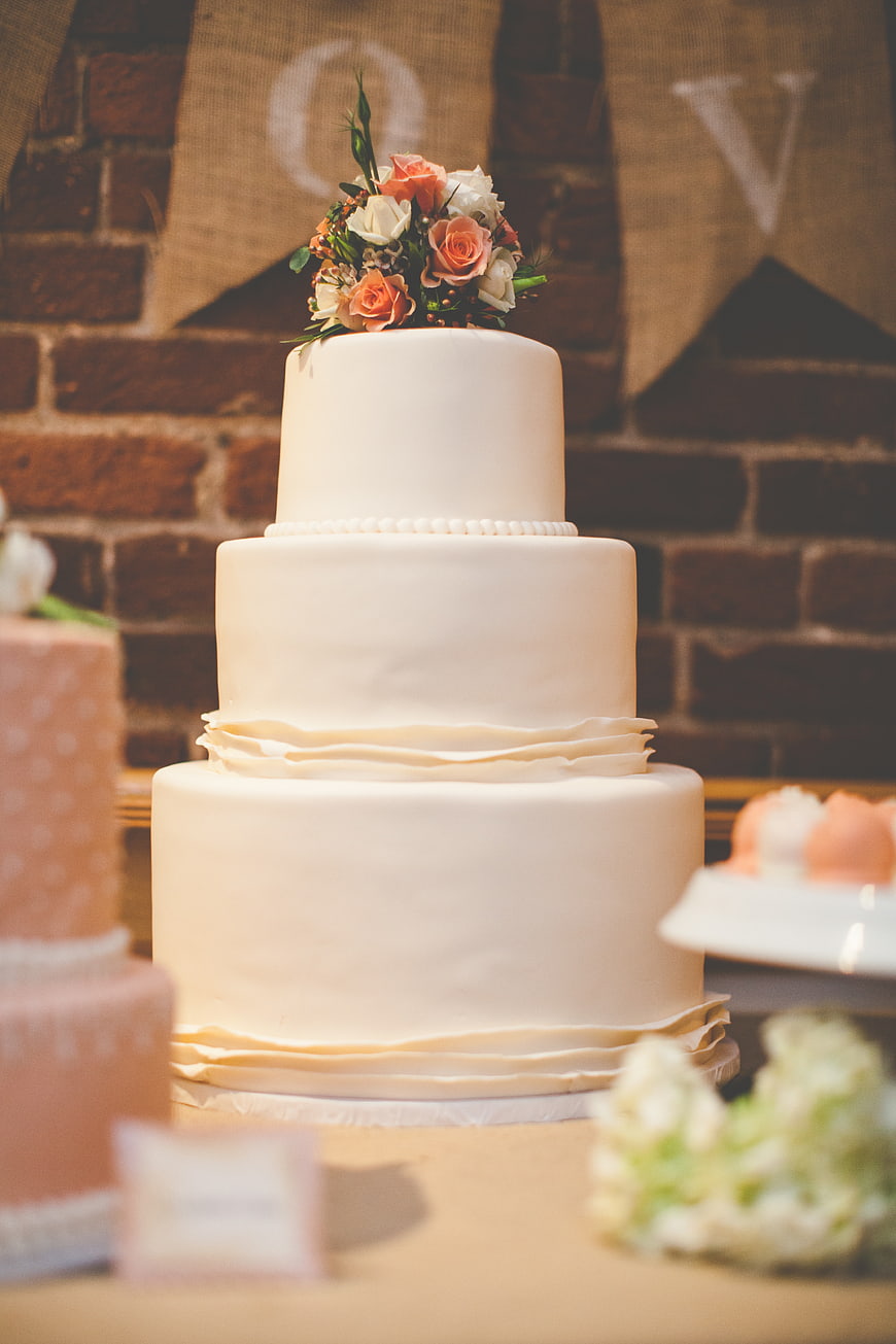 Three-Tier Wedding Cake with Floral Topper