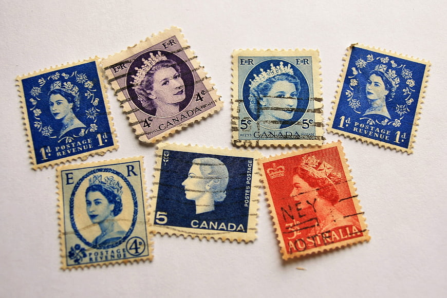 Vintage Queen Elizabeth II Postage Stamps Collection