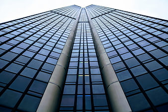 Modern Glass Skyscraper Facade Looking Up