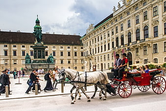 Horse-Drawn Fiaker Carriage in Vienna City Square